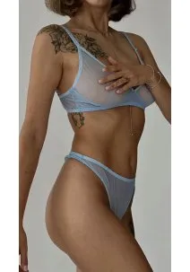 Casual basic lingerie set made of  sheer soft elastic mesh