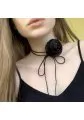 Аксесур чокер квітка шовкова чорна
