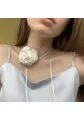 Аксесуар чокер квітка шовкова молочна