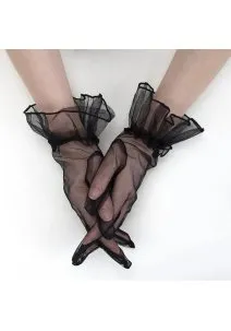 Soft black mesh gloves short type