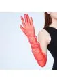 Soft red mesh gloves long type