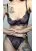 Blue lace woman lingerie set: underwire bra and thong panties